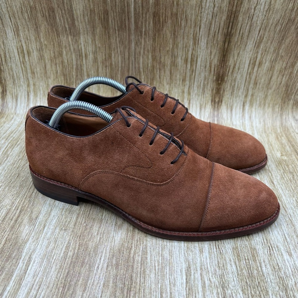 Beckett Simonon Dean Oxford Men's Size 9.5 Brown Suede Cap Toe Dress Shoes